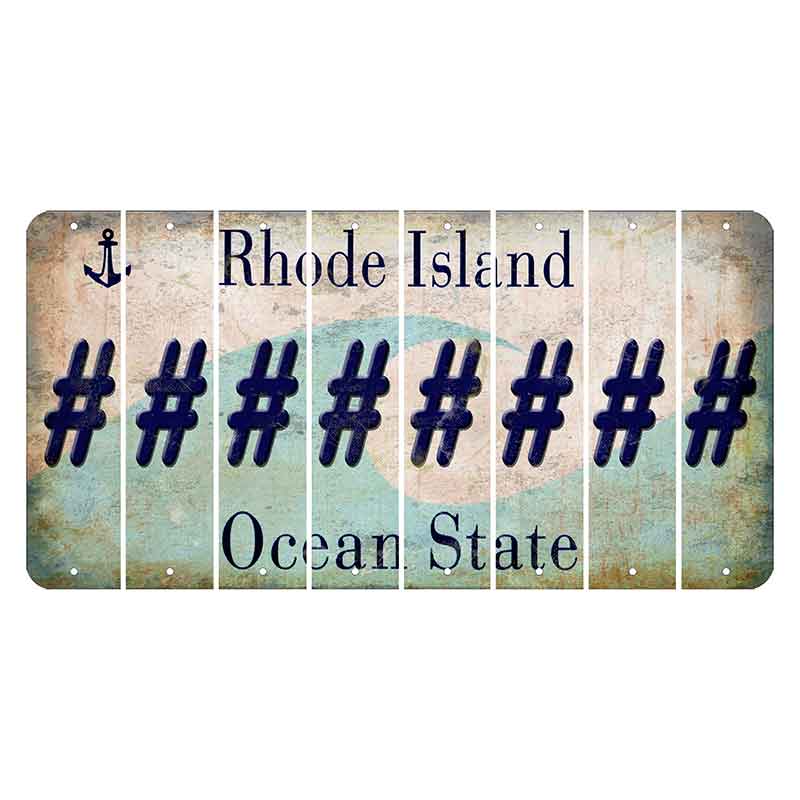 Rhode Island Wave Cut License Plate Strips (Set of 8) Hashtag