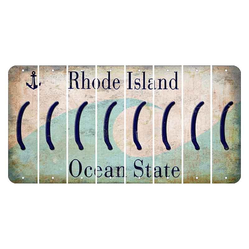 Rhode Island Wave Cut License Plate Strips (Set of 8) Parenthesis - Left