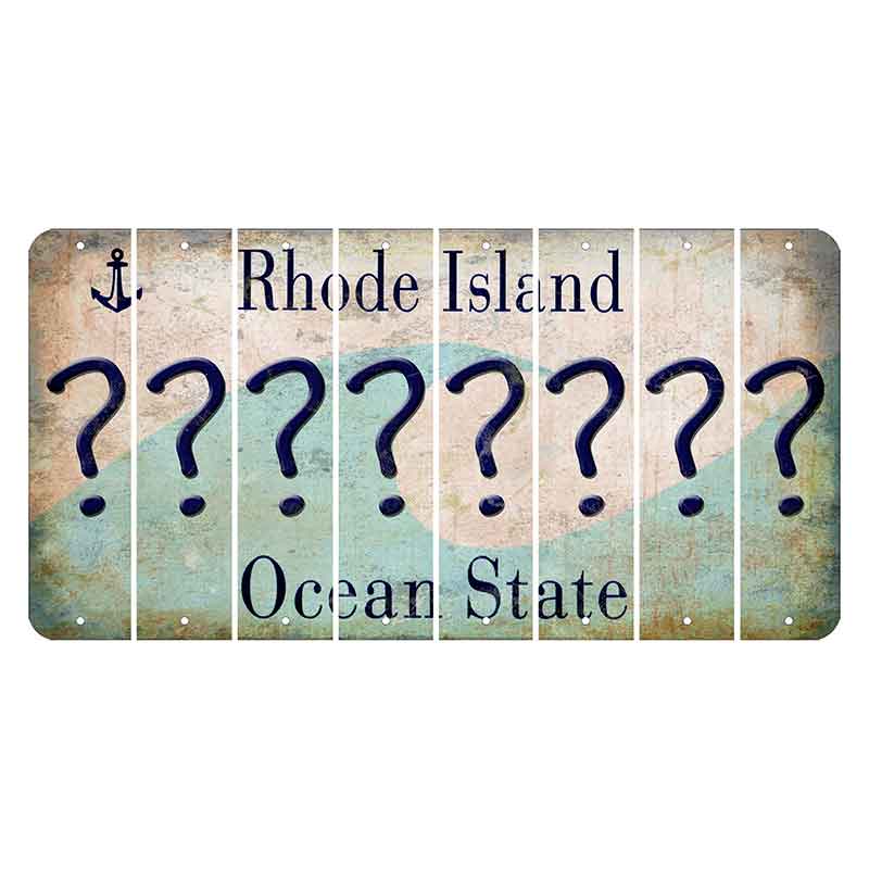 Rhode Island Wave Cut License Plate Strips (Set of 8) Question Mark