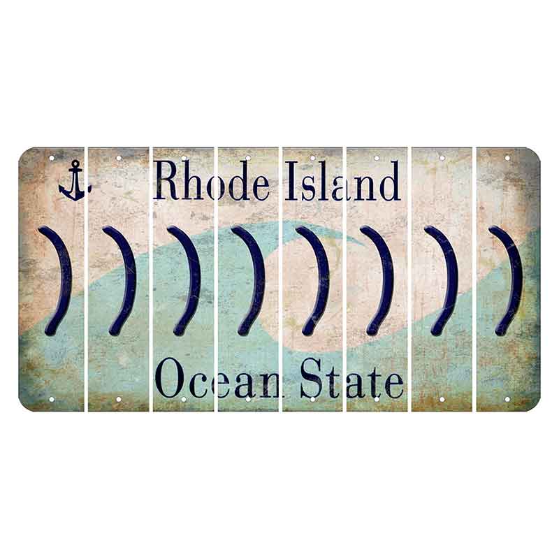 Rhode Island Wave Cut License Plate Strips (Set of 8) Parenthesis - Right