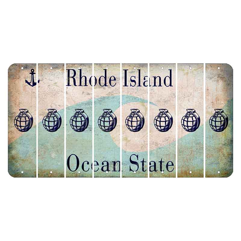 Rhode Island Wave Cut License Plate Strips (Set of 8) Grenade