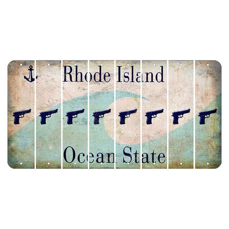 Rhode Island Wave Cut License Plate Strips (Set of 8) Handgun