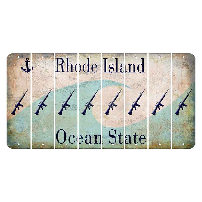 Rhode Island Wave Cut License Plate Strips (Set of 8) Rifle