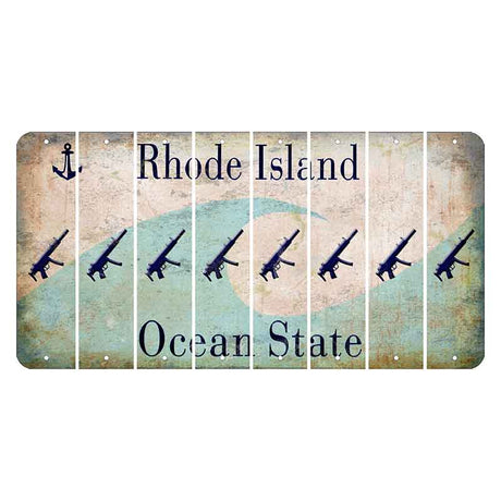 Rhode Island Wave Cut License Plate Strips (Set of 8) Submachine Gun