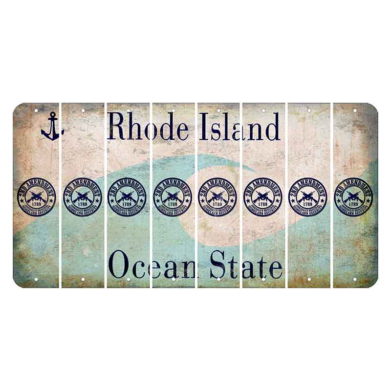 Rhode Island Wave Cut License Plate Strips (Set of 8) 2nd Amendment