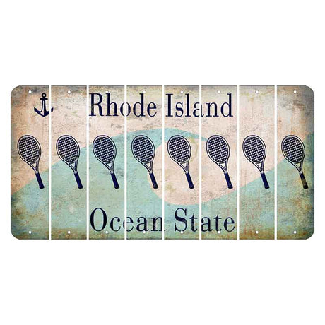 Rhode Island Wave Cut License Plate Strips (Set of 8) Tennis Racket