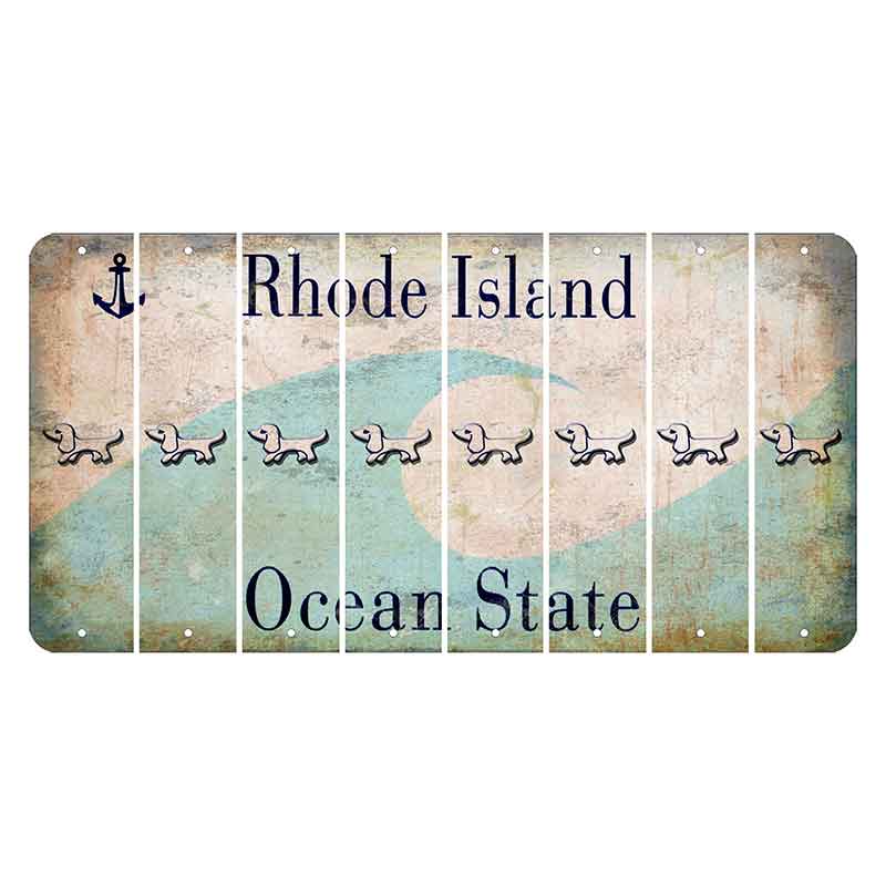 Rhode Island Wave Cut License Plate Strips (Set of 8) Dog