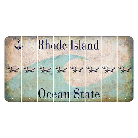 Rhode Island Wave Cut License Plate Strips (Set of 8) Dog