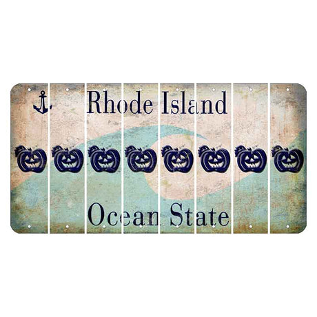 Rhode Island Wave Cut License Plate Strips (Set of 8) Pumpkin