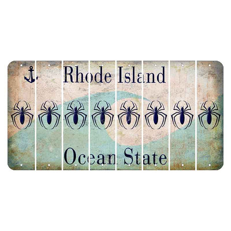 Rhode Island Wave Cut License Plate Strips (Set of 8) Spider