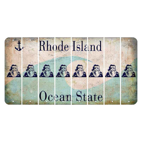 Rhode Island Wave Cut License Plate Strips (Set of 8) Santa Claus