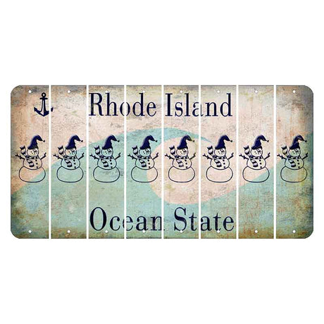 Rhode Island Wave Cut License Plate Strips (Set of 8) Snowman