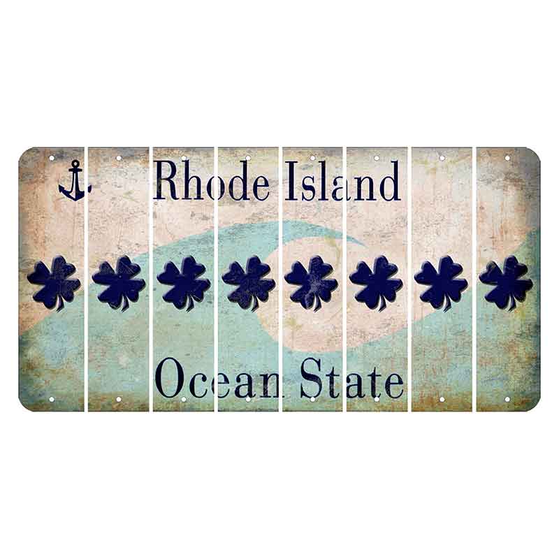 Rhode Island Wave Cut License Plate Strips (Set of 8) Shamrock