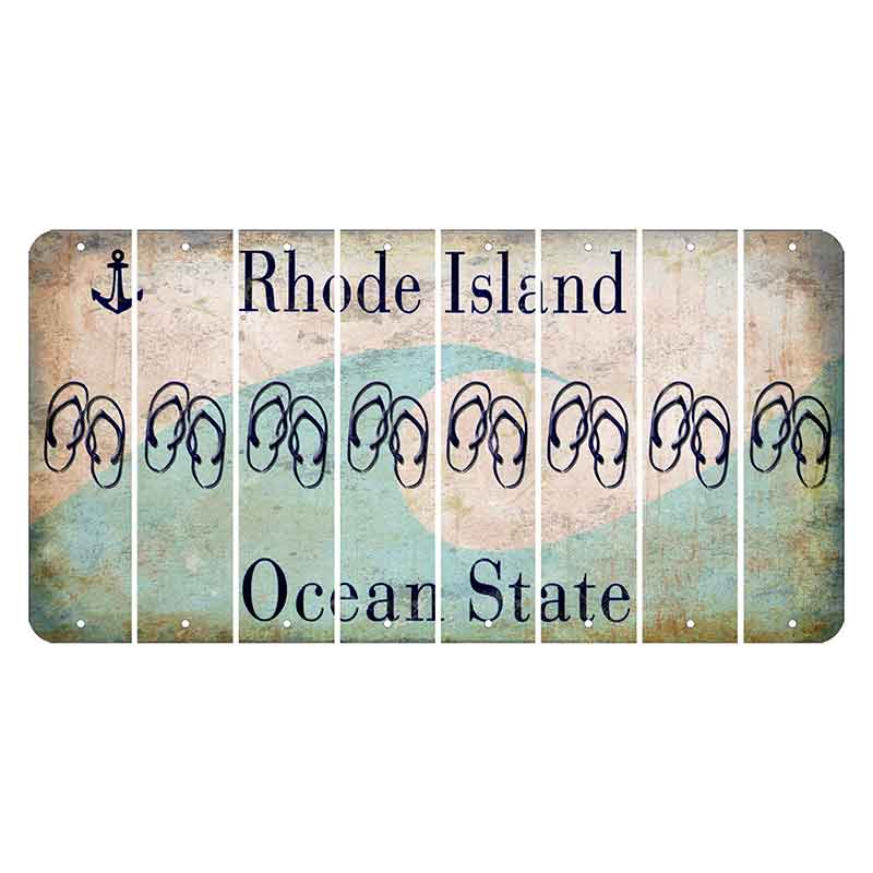 Rhode Island Wave Cut License Plate Strips (Set of 8) Flip Flops