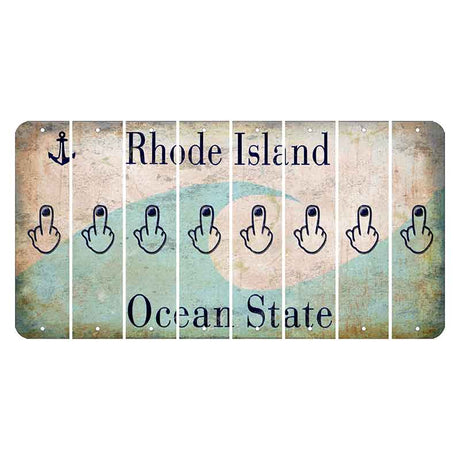 Rhode Island Wave Cut License Plate Strips (Set of 8) Middle Finger