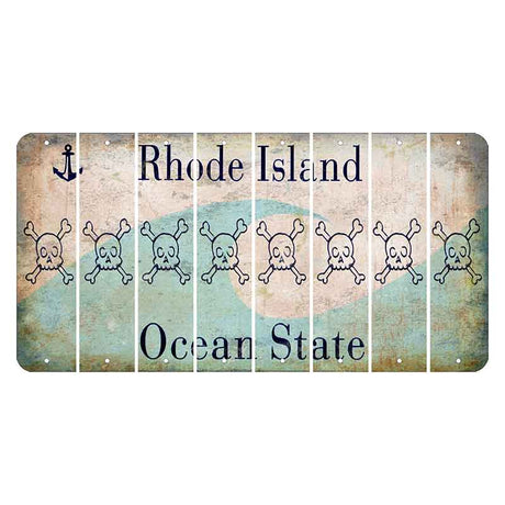 Rhode Island Wave Cut License Plate Strips (Set of 8) Skull & Bones