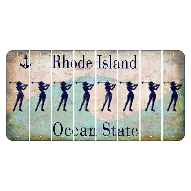 Rhode Island Wave Cut License Plate Strips (Set of 8) Female Golfer