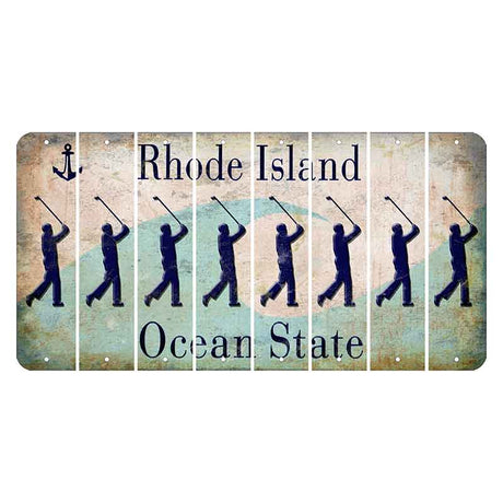 Rhode Island Wave Cut License Plate Strips (Set of 8) Male Golfer