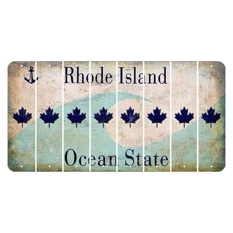 Rhode Island Wave Cut License Plate Strips (Set of 8) Maple Leaf