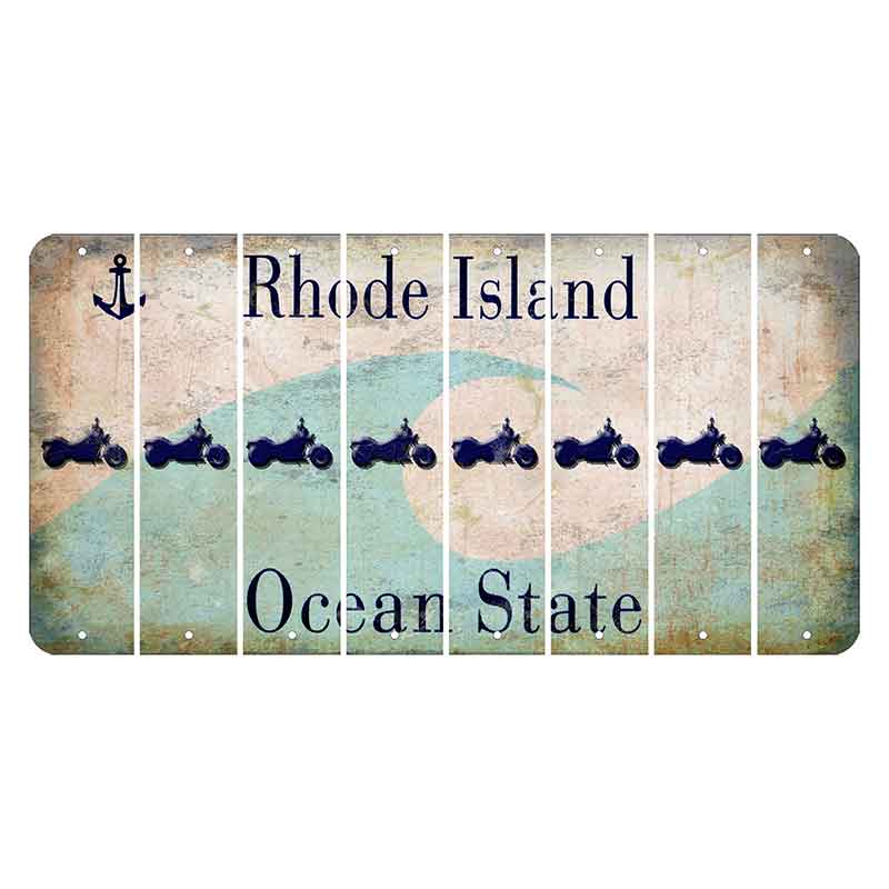 Rhode Island Wave Cut License Plate Strips (Set of 8) Motorcycle