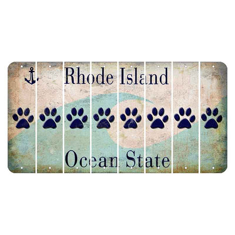 Rhode Island Wave Cut License Plate Strips (Set of 8) Dog Paw