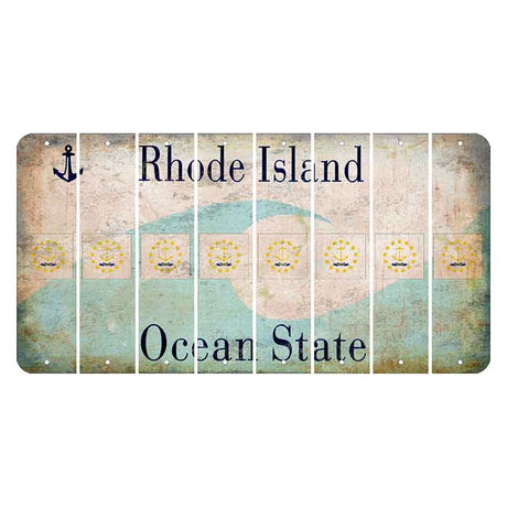 Rhode Island Wave Cut License Plate Strips (Set of 8) State Flag