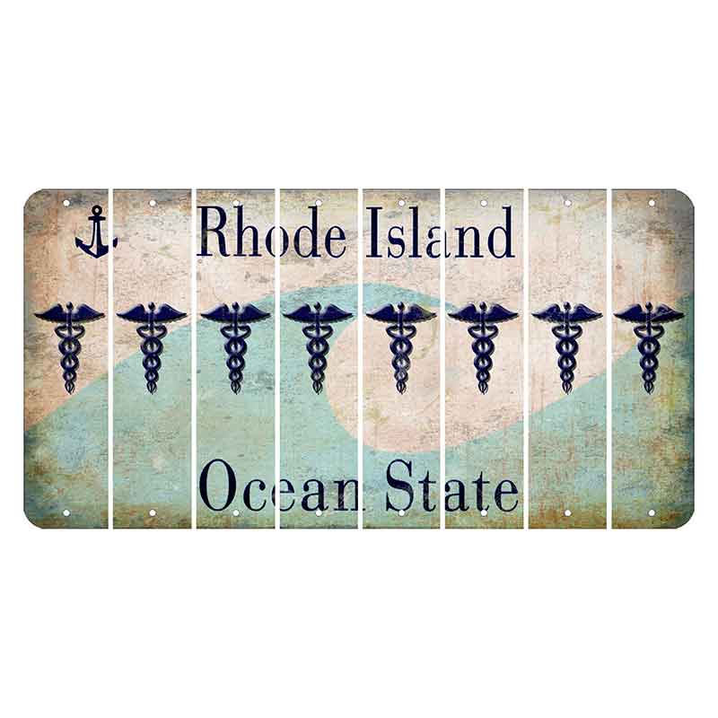 Rhode Island Wave Cut License Plate Strips (Set of 8) Caduceus