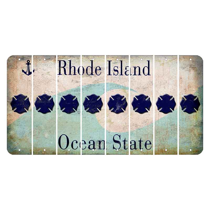 Rhode Island Wave Cut License Plate Strips (Set of 8) Fire Badge