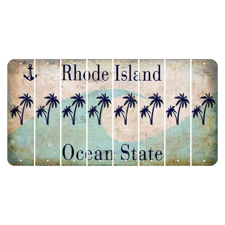 Rhode Island Wave Cut License Plate Strips (Set of 8) Palm Trees