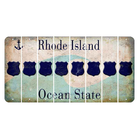 Rhode Island Wave Cut License Plate Strips (Set of 8) Police Badge