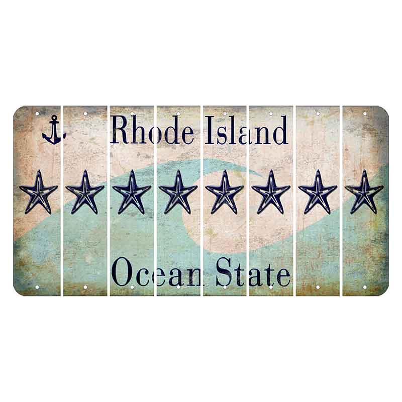 Rhode Island Wave Cut License Plate Strips (Set of 8) Star Fish