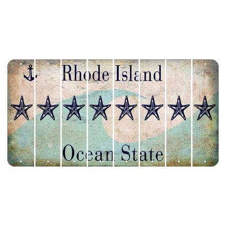 Rhode Island Wave Cut License Plate Strips (Set of 8) Star Fish