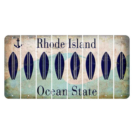 Rhode Island Wave Cut License Plate Strips (Set of 8) Surfboard