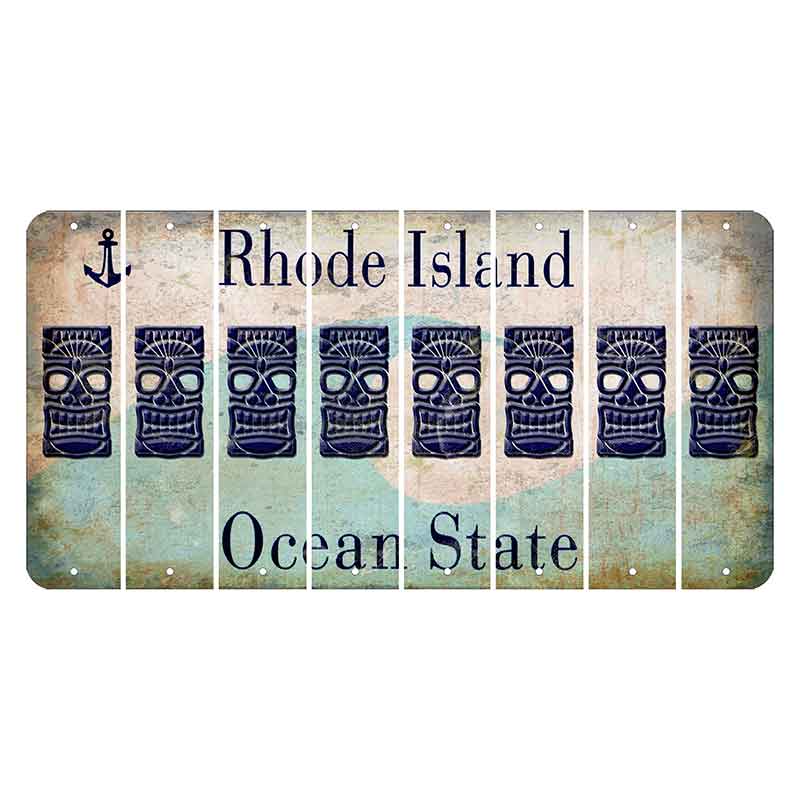 Rhode Island Wave Cut License Plate Strips (Set of 8) Tiki