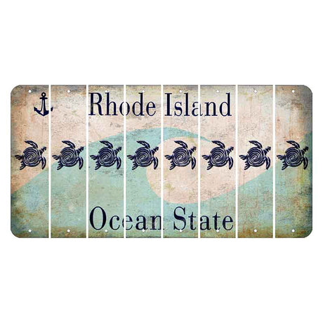 Rhode Island Wave Cut License Plate Strips (Set of 8) Sea Turtle