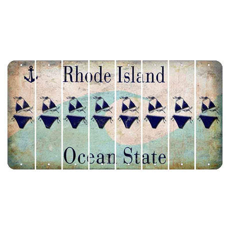 Rhode Island Wave Cut License Plate Strips (Set of 8) Bikini