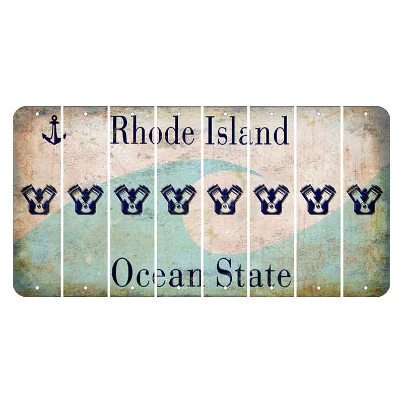 Rhode Island Wave Cut License Plate Strips (Set of 8) Engine