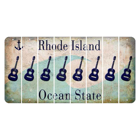 Rhode Island Wave Cut License Plate Strips (Set of 8) Guitar