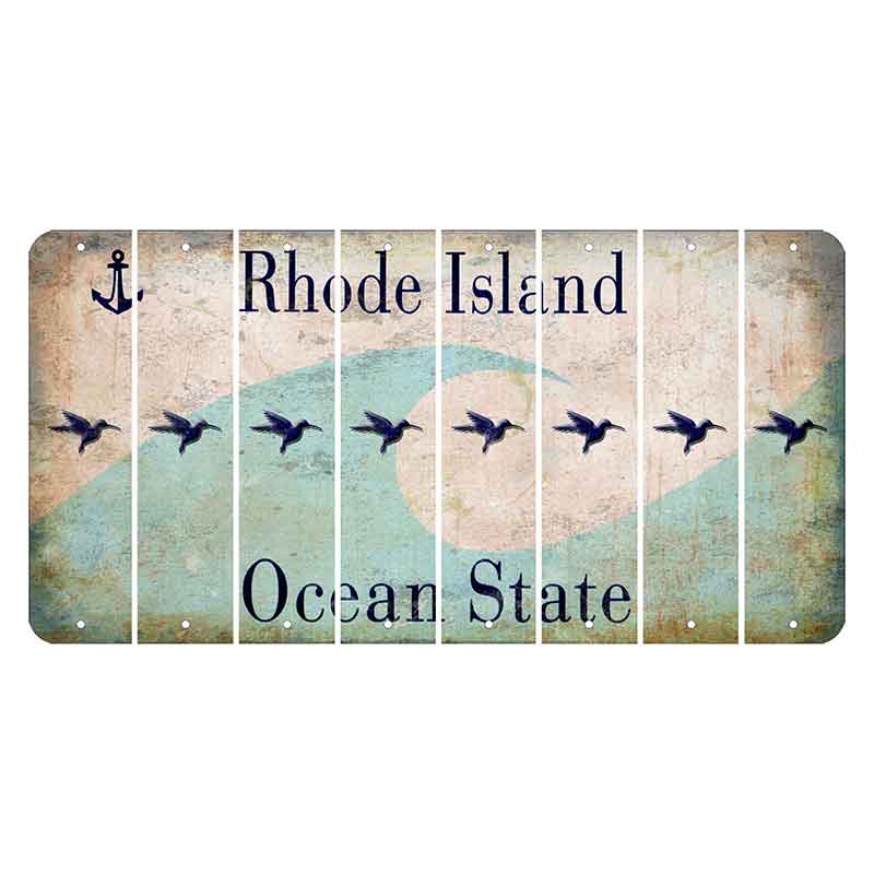 Rhode Island Wave Cut License Plate Strips (Set of 8) Hummingbird