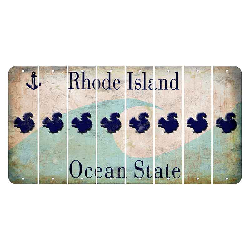 Rhode Island Wave Cut License Plate Strips (Set of 8) Squirrel