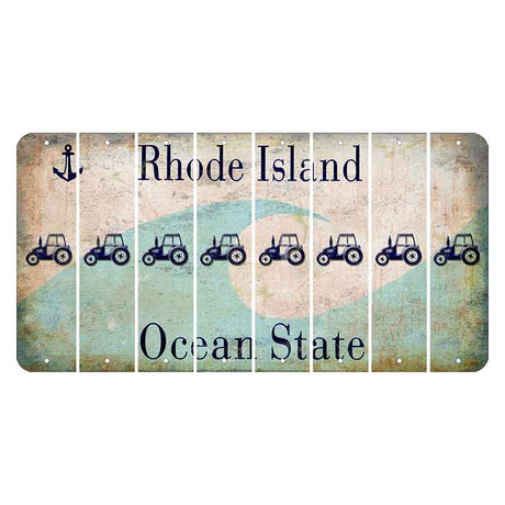 Rhode Island Wave Cut License Plate Strips (Set of 8) Tractor