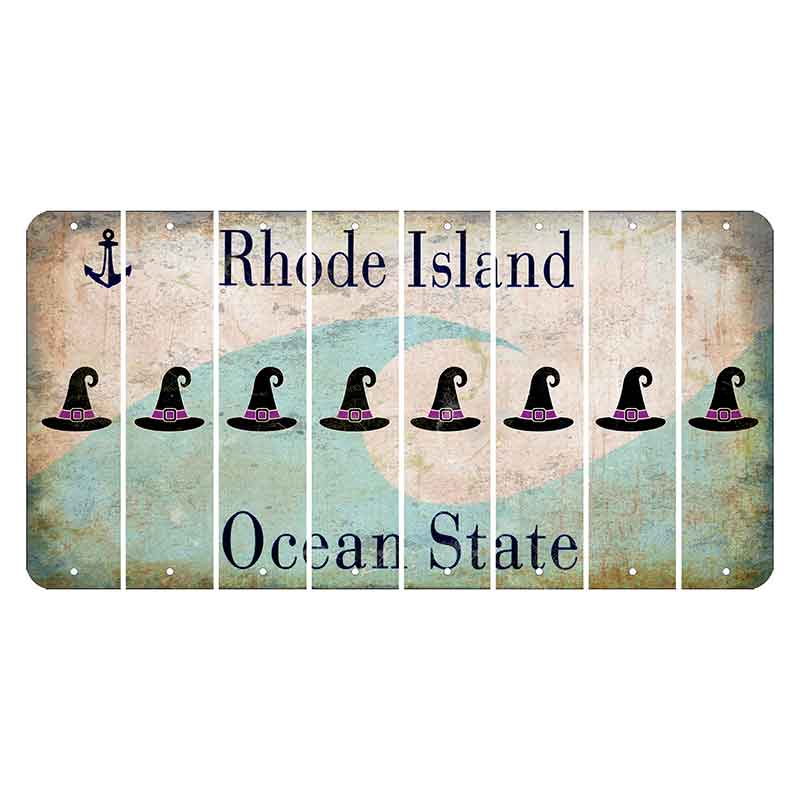 Rhode Island Wave Cut License Plate Strips (Set of 8) Witches Hat