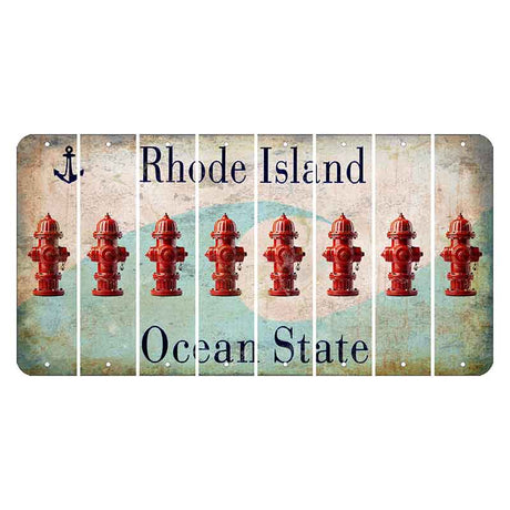 Rhode Island Wave Cut License Plate Strips (Set of 8) Fire Hydrant