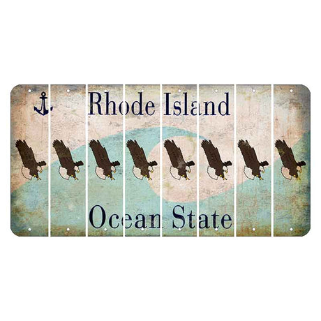 Rhode Island Wave Cut License Plate Strips (Set of 8) Bald Eagle