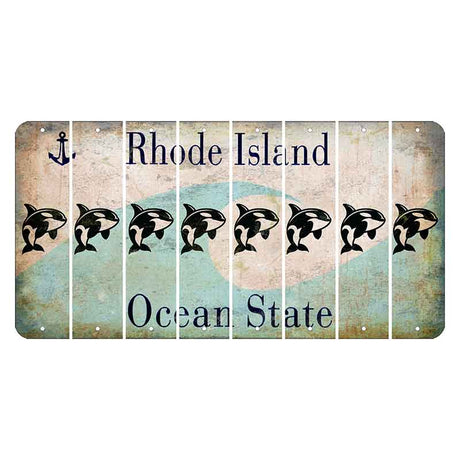 Rhode Island Wave Cut License Plate Strips (Set of 8) Whale