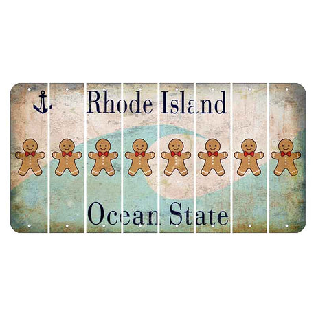 Rhode Island Wave Cut License Plate Strips (Set of 8) Gingerbread Man