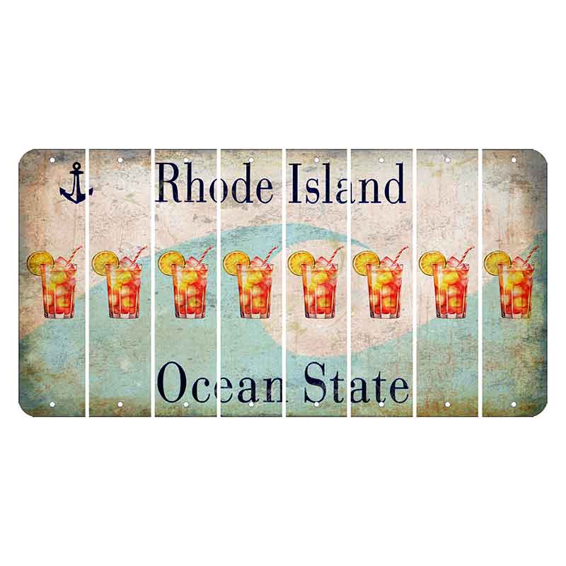 Rhode Island Wave Cut License Plate Strips (Set of 8) Cocktail