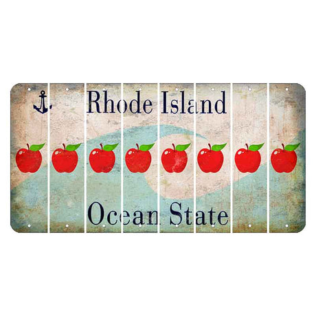 Rhode Island Wave Cut License Plate Strips (Set of 8) Apple