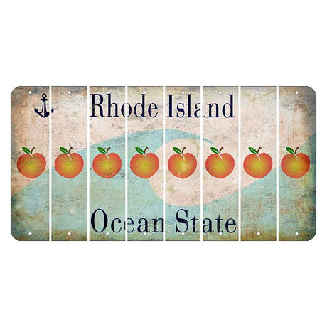 Rhode Island Wave Cut License Plate Strips (Set of 8) Peach