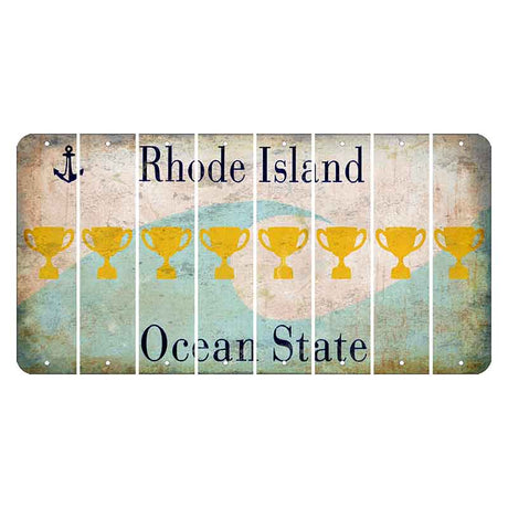 Rhode Island Wave Cut License Plate Strips (Set of 8) Trophy